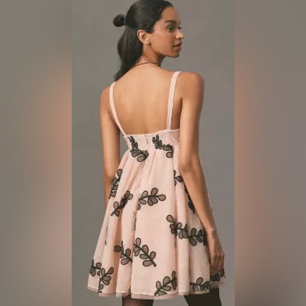 Anthropologie Square-Neck Tulle Babydoll Mini Dre… - image 3